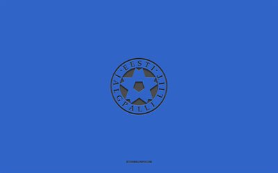 Estonia national football team, blue background, football team, emblem, UEFA, Estonia, football, Estonia national football team logo, Europe