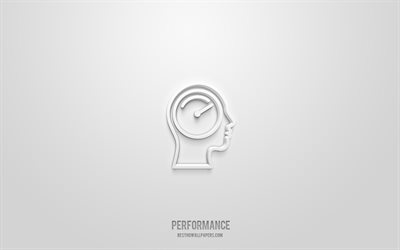 performance 3d icon, white background, 3d symbols, performance, business icons, 3d icons, performance sign, business 3d icons