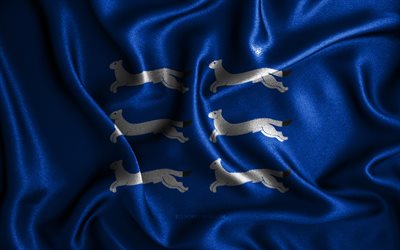 North Ostrobothnia flag, 4k, silk wavy flags, Day of North Ostrobothnia, Finnish regions, Flag of North Ostrobothnia, fabric flags, 3D art, North Ostrobothnia, Regions of Finland, North Ostrobothnia 3D flag, Finland