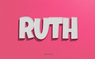 Ruth, pink lines background, wallpapers with names, Ruth name, female names, Ruth greeting card, line art, picture with Ruth name