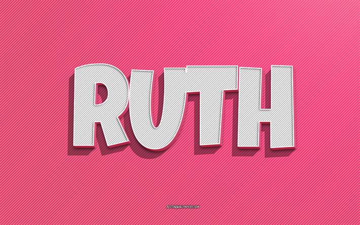Ruth, pink lines background, wallpapers with names, Ruth name, female names, Ruth greeting card, line art, picture with Ruth name
