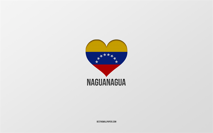 I Love Naguanagua, Venezuela cities, Day of Naguanagua, gray background, Naguanagua, Venezuela, Venezuelan flag heart, favorite cities, Love Naguanagua
