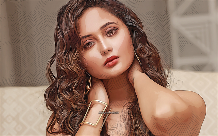 Rashmi Desai, 4k, vector art, Bollywood, indian actress, celebrity drawings, Rashmi Desai drawing, indian celebrity, movie stars, Rashmi Desai 4K