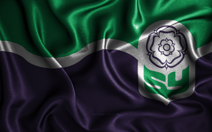 bandiera del south yorkshire, 4k, bandiere ondulate di seta, contee inglesi, giorno del south yorkshire, bandiere in tessuto, arte 3d, south yorkshire, europa, contee dell inghilterra, bandiera 3d del south yorkshire, inghilterra