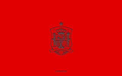 スペイン代表サッカーチーム, 赤い背景, サッカーチーム, 象徴, uefa, スペイン, フットボール, スペイン代表サッカーチームのロゴ, ヨーロッパ