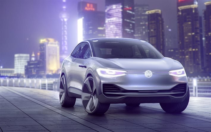 Volkswagen ID Crozz Concept, 2017, vue de Face, la voiture de demain, de croisement, de VW