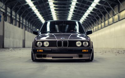 BMW E30, voitures de collection, tuning E30, de sous-estimer les voitures allemandes, vue de face, 325is, BMW