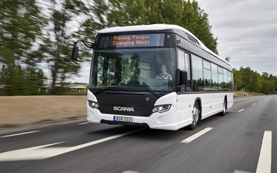 Scania Citywide LF, 4k, street, 2018 buses, passenger transport, Scania Citywide, electric bus, Scania