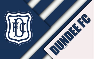 Dundee FC, 4k, material design, Scottish football club, logo, blue white abstraction, Scottish Premiership, Dundee, Scotland, football
