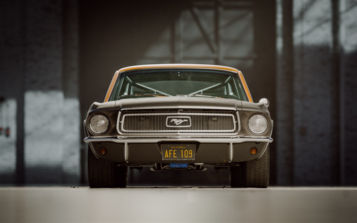 109 Ford Mustang GT Fastback, 1968, dış cephe, &#246;nden g&#246;r&#252;n&#252;m, ayar, retro spor otomobil, coupe, Amerikan klasik arabalar, AFE, Ford