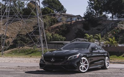 Mercedes-AMG S63 Coupe, 2018 cars, Forgiato Wheels, tuning, black S63 Coupe, supercars, Mercedes