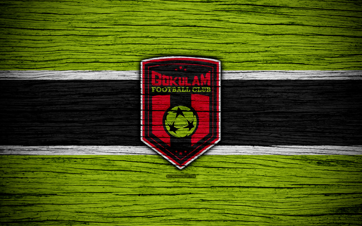 Gokulam FC, 4k, logo, I-League, soccer, India, football club, Gokulam, wooden texture, FC Gokulam
