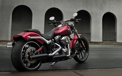 Harley-Davidson, Softail Breakout, FXSB, kırmızı l&#252;ks motosiklet, arka g&#246;r&#252;ş, Amerikan motosiklet