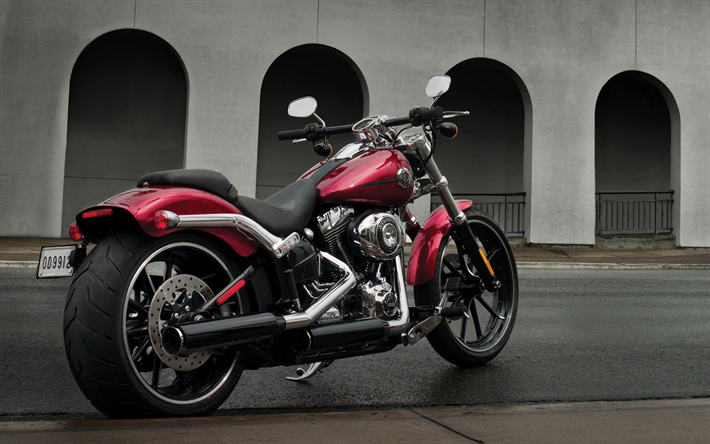 A Harley-Davidson, Softail Breakout, FXSB, vermelho luxo de moto, vis&#227;o traseira, Americana de motocicletas