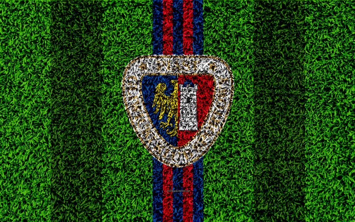 GKS Piastグリヴィツェ, 4k, ロゴ, サッカーロ, ポーランドサッカークラブ, 緑の芝生の質感, 青赤ライン, Ekstraklasa, モスクワ、ボロネジ, ポーランド, サッカー, 美術