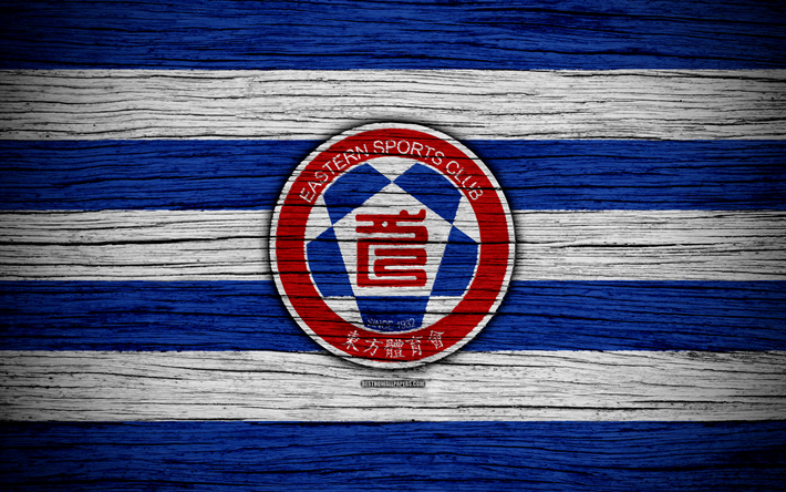 Oriental FC, 4k, logotipo, Hong Kong de la Premier League, f&#250;tbol, club de f&#250;tbol, Asia, Hong Kong, Oriental, de madera de la textura, el FC Oriental