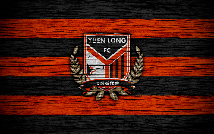 Yuen Long FC, 4k, logo, Hong Kong Premier League, futebol, clube de futebol, &#193;sia, Hong Kong, Yuen Long, textura de madeira, FC Yuen Long