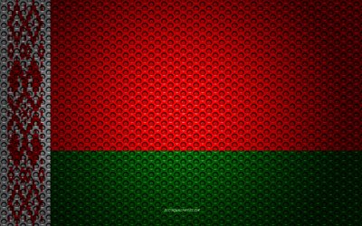 Drapeau de la Biélorussie, 4k, art créatif, de maille en métal de la texture, drapeau Biélorusse, symbole national, la Biélorussie, l'Europe, les drapeaux des pays Européens