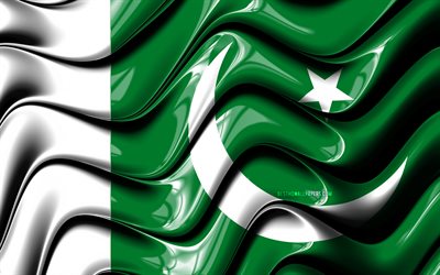 Paquistan&#234;s bandeira, 4k, &#193;sia, s&#237;mbolos nacionais, Bandeira do Paquist&#227;o, Arte 3D, Paquist&#227;o, Pa&#237;ses asi&#225;ticos, Paquist&#227;o 3D bandeira