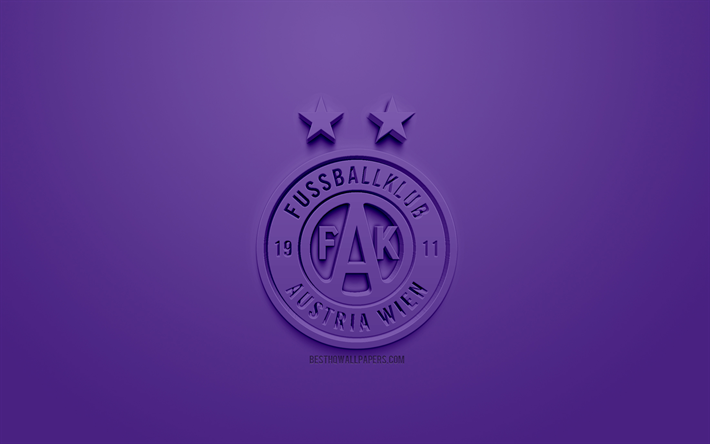 Austria Vienna, creative 3D logo, purple background, 3d emblem, Austrian football club, Austrian Football Bundesliga, Vienna, Austria, 3d art, football, stylish 3d logo, FK Austria Wien