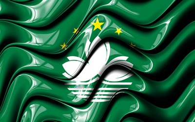Macao drapeau, 4k, en Asie, symbole national, le Drapeau de Macao, art 3D, Macao, pays d&#39;Asie, Macao 3D drapeau, drapeau de Macao