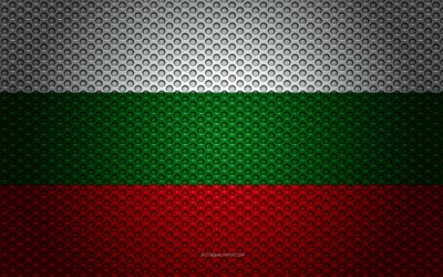 Avrupa &#252;lkelerinin Bulgaristan bayrak, 4k, yaratıcı sanat, metal mesh dokusu, Bulgaristan bayrak, ulusal sembol, Bulgaristan, Avrupa, bayraklar