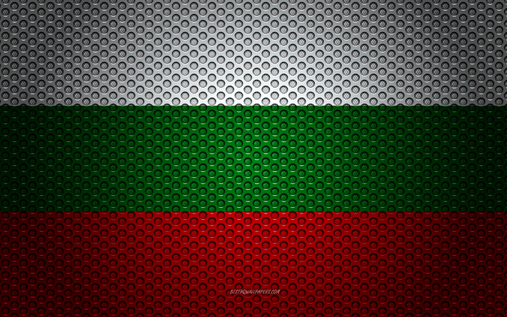 Flagga av Bulgarien, 4k, kreativ konst, metalln&#228;t konsistens, Bulgariska flaggan, nationell symbol, Bulgarien, Europa, flaggor f&#246;r Europeiska l&#228;nder