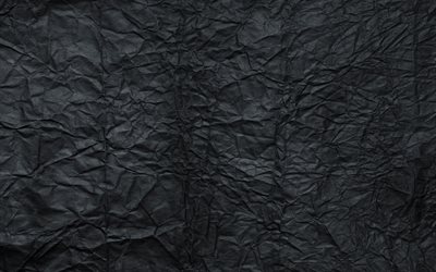 siyah buruşuk kağıt, makro, siyah kağıt doku, siyah kağıt, vintage doku, kağıt, kağıt dokular, siyah arka plan buruşuk