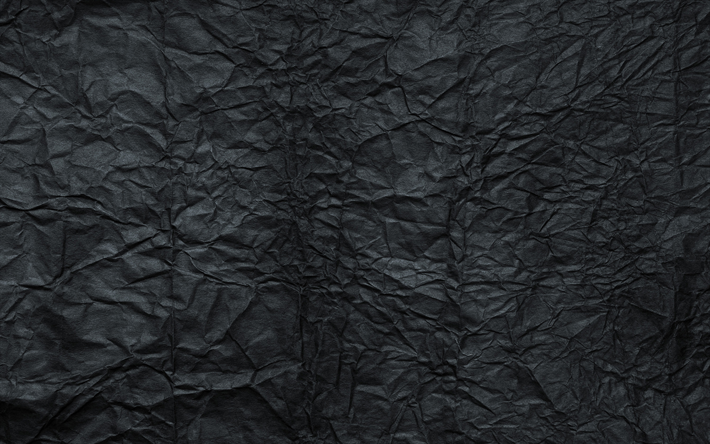 negro de papel arrugado, macro, negro de la textura del papel, de papel negro, vintage con textura, papel arrugado, texturas de papel, con fondo negro