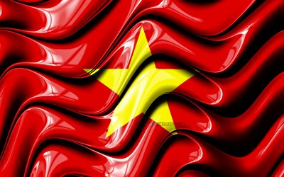 Vietnamesiska flaggan, 4k, Asien, nationella symboler, Flaggan i Vietnam, 3D-konst, Vietnam, Asiatiska l&#228;nder, Vietnam 3D-flagga