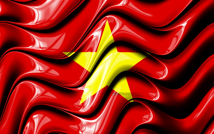 Vietnamien drapeau, 4k, en Asie, symbole national, le Drapeau du Vietnam, art 3D, le Vietnam, les pays d&#39;Asie, le Vietnam 3D drapeau