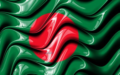 Bangladeshin lippu, 4k, Aasiassa, kansalliset symbolit, 3D art, Bangladesh, Aasian maissa, Bangladeshin 3D flag