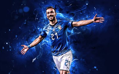 Fabio Quagliarella, joy, Italy National Team, footballers, goal, Quagliarella, soccer, neon lights, Italian football team