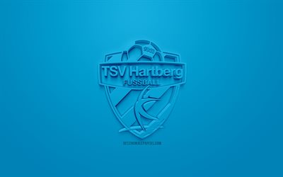 TSV Hartberg, creative 3D logo, blue background, 3d emblem, Austrian football club, Austrian Football Bundesliga, Hartberg, Austria, 3d art, football, stylish 3d logo