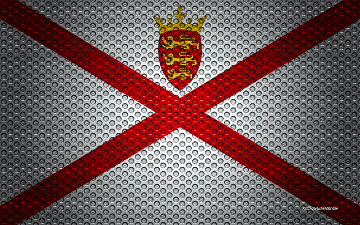 Lippu Jersey, 4k, creative art, metalli mesh rakenne, Jerseyn lippu, kansallinen symboli, Jersey, Euroopassa, liput Euroopan maiden
