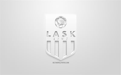 LASK Linz, luova 3D logo, sininen tausta, 3d-tunnus, It&#228;vallan football club, It&#228;vallan Bundesliigan Jalkapallo, Linz, It&#228;valta, 3d art, jalkapallo, tyylik&#228;s 3d logo