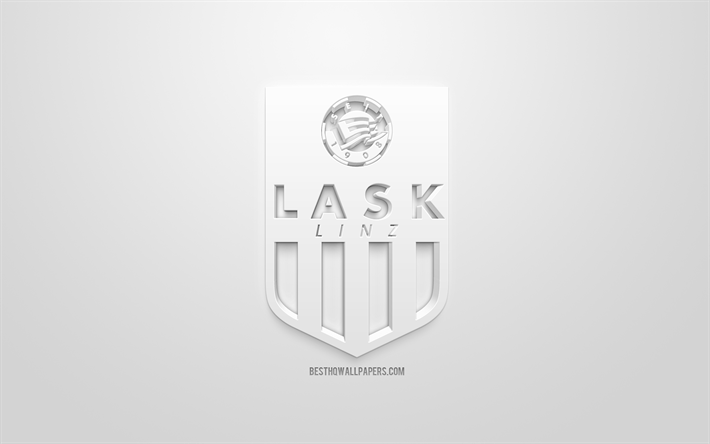 LASK Linz, creative 3D logo, blue background, 3d emblem, Austrian football club, Austrian Football Bundesliga, Linz, Austria, 3d art, football, stylish 3d logo