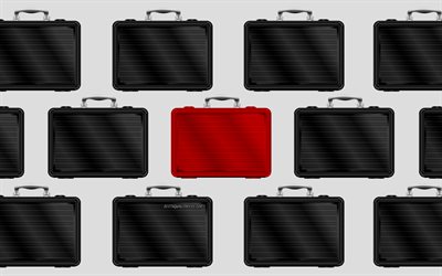 Leadership concetti, creativo, arte, concetto di business, leader, valigie, valigia rossa, Leadership