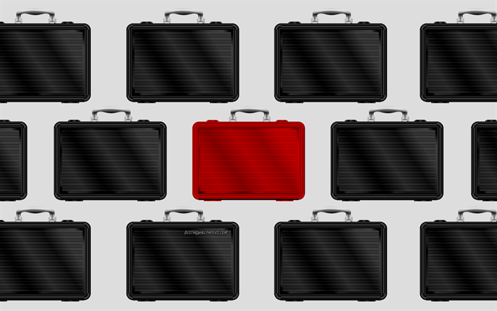 Leadership concepts, creative art, business concepts, leader, suitcases, red suitcase, Leadership