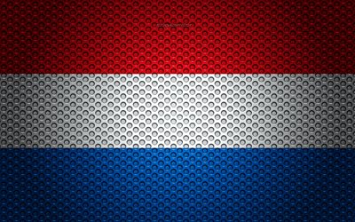 Bandeira de Luxemburgo, 4k, arte criativa, a malha de metal textura, Luxemburgo bandeira, s&#237;mbolo nacional, Luxemburgo, Europa, bandeiras de pa&#237;ses Europeus