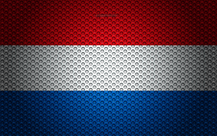 Lippu Luxemburg, 4k, creative art, metalli mesh rakenne, Luxemburgin lipun alla, kansallinen symboli, Luxemburg, Euroopassa, liput Euroopan maiden