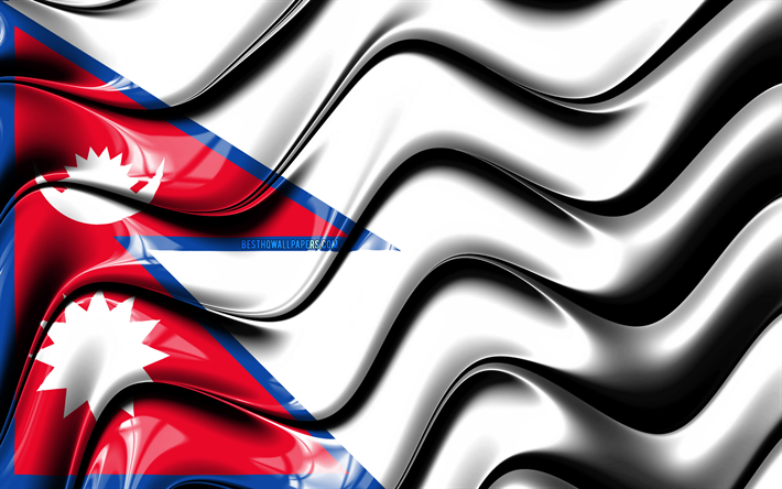 Nepalese flag, 4k, Asia, national symbols, Flag of Nepal, 3D art, Nepal, Asian countries, Nepal 3D flag