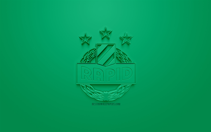 Download wallpapers SK Rapid, creative 3D logo, green background, 3d ...