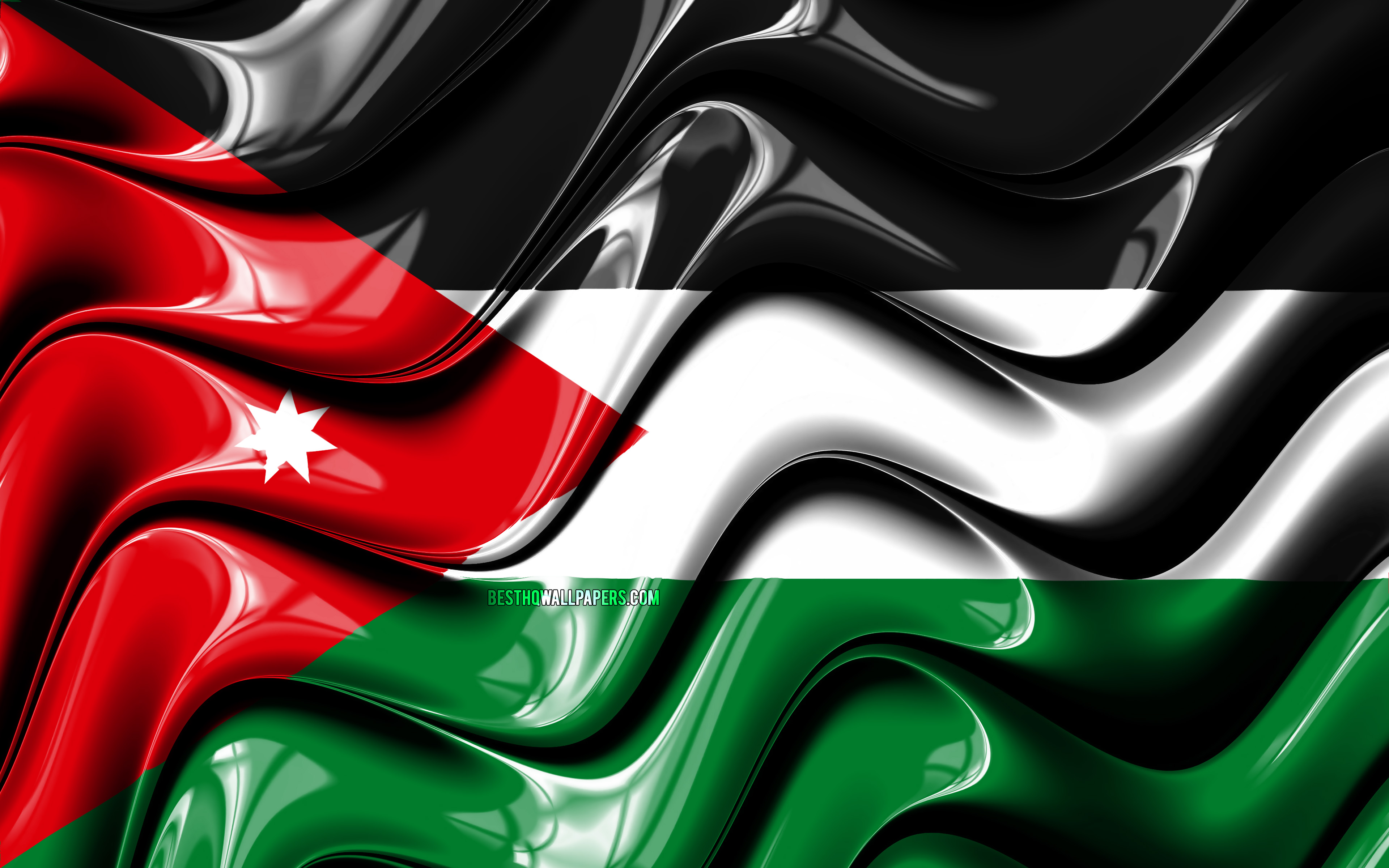 Descargar fondos de pantalla Jordan bandera, 4k, Asia, los símbolos  nacionales, la Bandera de Jordania, arte 3D, Jordania, los países de Asia,  Jordania 3D de la bandera monitor con una resolución 3840x2400.
