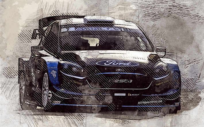 Download Wallpapers Teemu Suninen Ford Fiesta Wrc Finnish Rally Driver M Sport Ford Wrt Grunge Art Creative Art World Rally Championship Ford For Desktop Free Pictures For Desktop Free