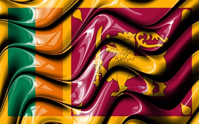 Sri Lanka bayrağı, 4k, Asya, ulusal semboller, Sri Lanka Bayrak, 3D sanat, Sri Lanka, Asya &#252;lkeleri, Sri Lanka 3D bayrak