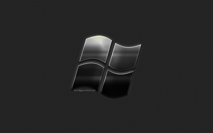 windows -, metall-logo, emblem, kreative kunst, metal art, windows-emblem