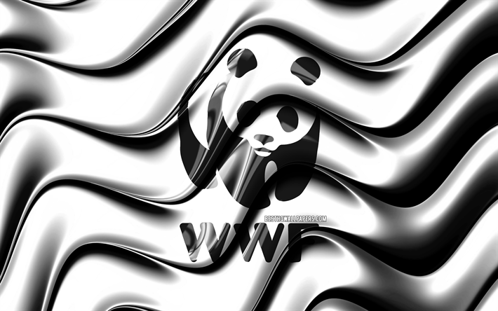 WWF: n lippu, 4k, World Wildlife Fund, Lipun WWF, 3D art, WWF, organisaation liput, WWF 3D flag