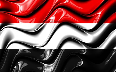 Jemens flagga, 4k, Asien, nationella symboler, Flaggan i Jemen, 3D-konst, Jemen, Asiatiska l&#228;nder, Jemen 3D-flagga