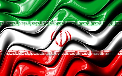 İran bayrağı, 4k, Asya, ulusal semboller, İran Bayrağı, 3D sanat, İran, Asya &#252;lkeleri, 3D bayrak